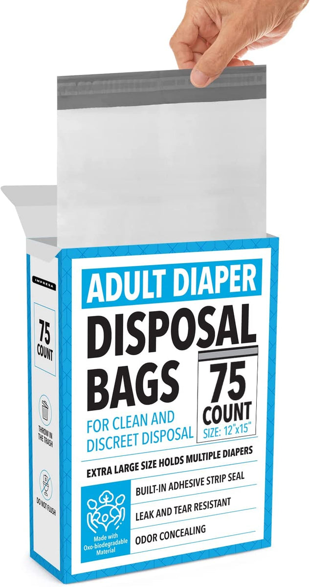[75 Pack] Adult Diaper Disposal Bags for Enhanced Hygiene Impresa