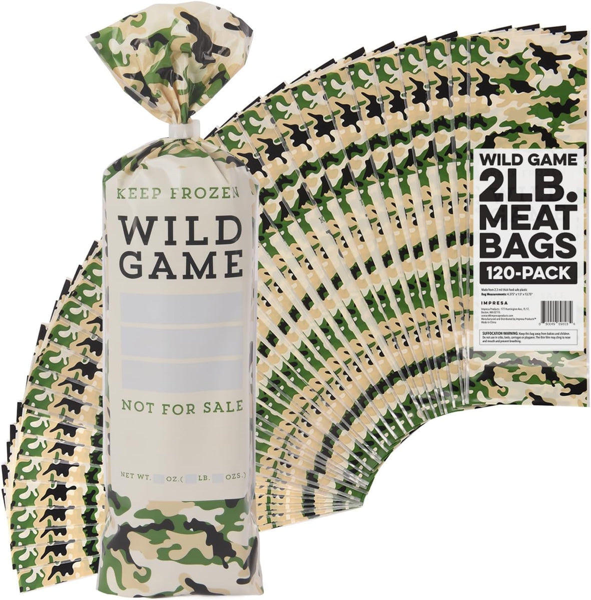 120 Pack Wild Game Bags for Freezer Storage 2lb Impresa Products