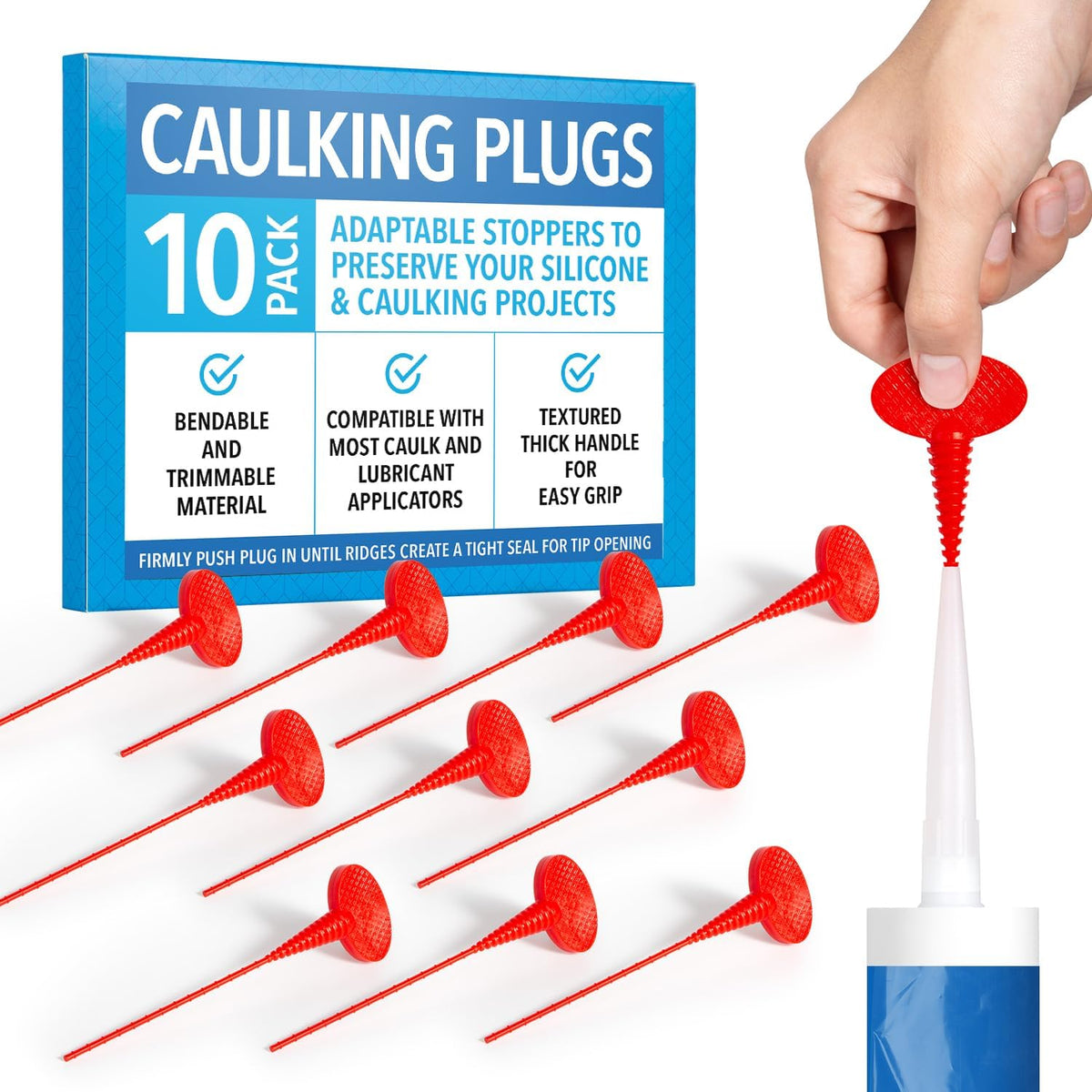 [10 Pack] Caulk Saver Caps Plugs Caulk Tube Sealer Caps Tool