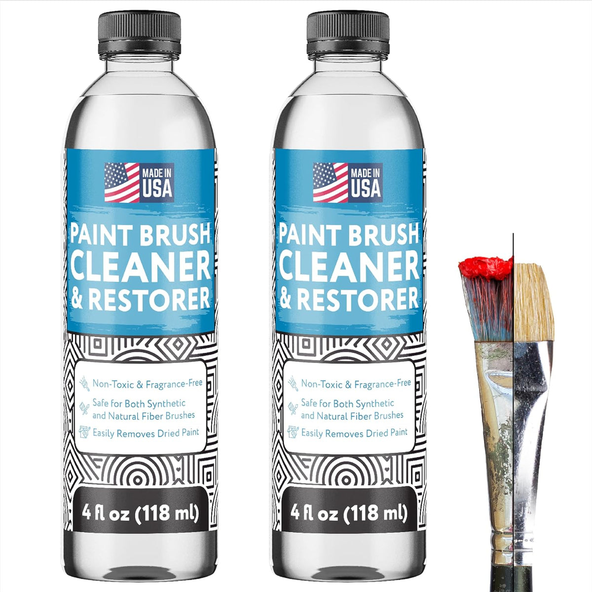 [2 Pack] Paint Brush Cleaner & Restoring Liquid 4oz Paint Brush Soap