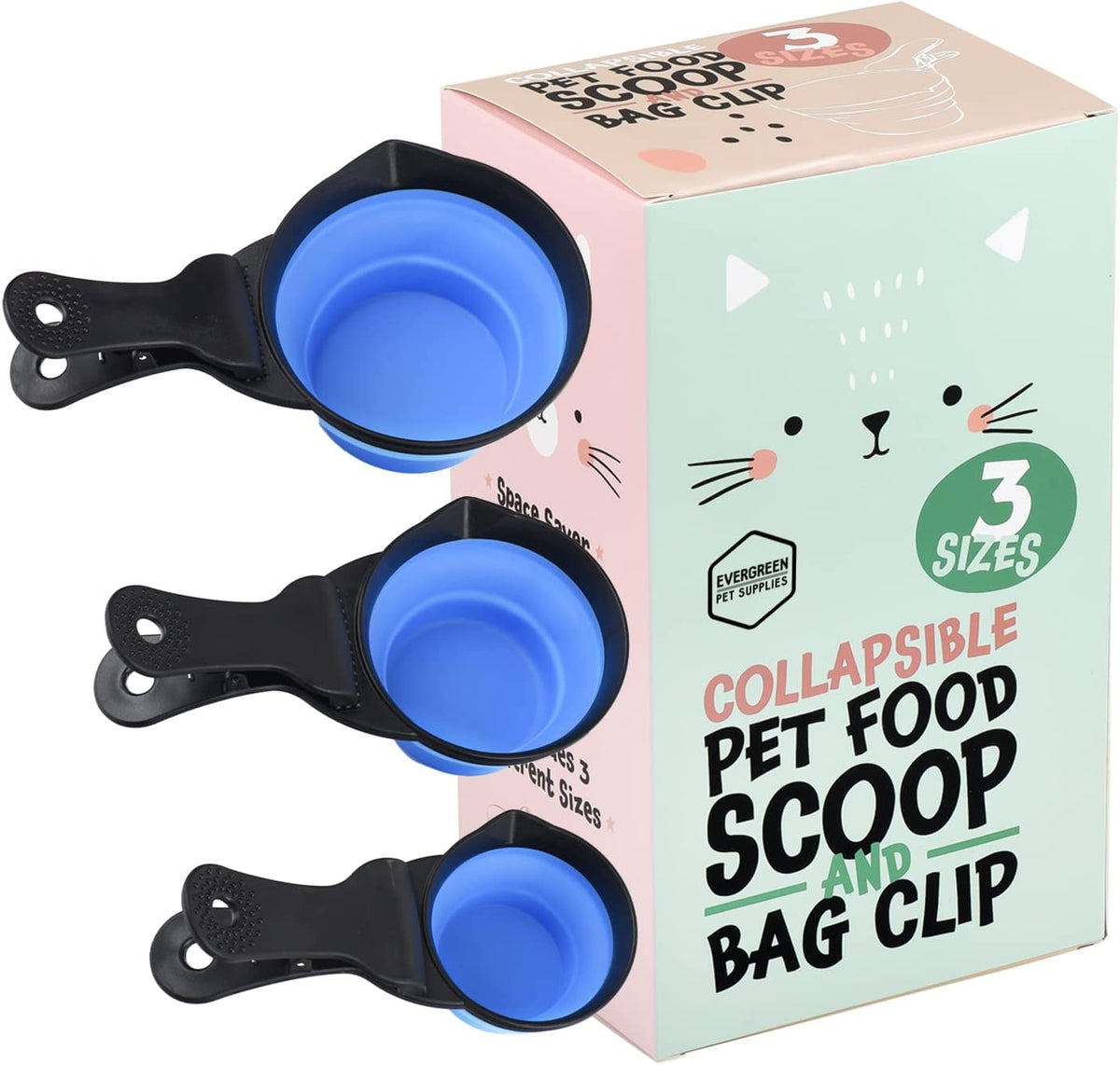 [3 Sizes] Collapsible Measuring Cups Set for Accurate Pet Food Measure