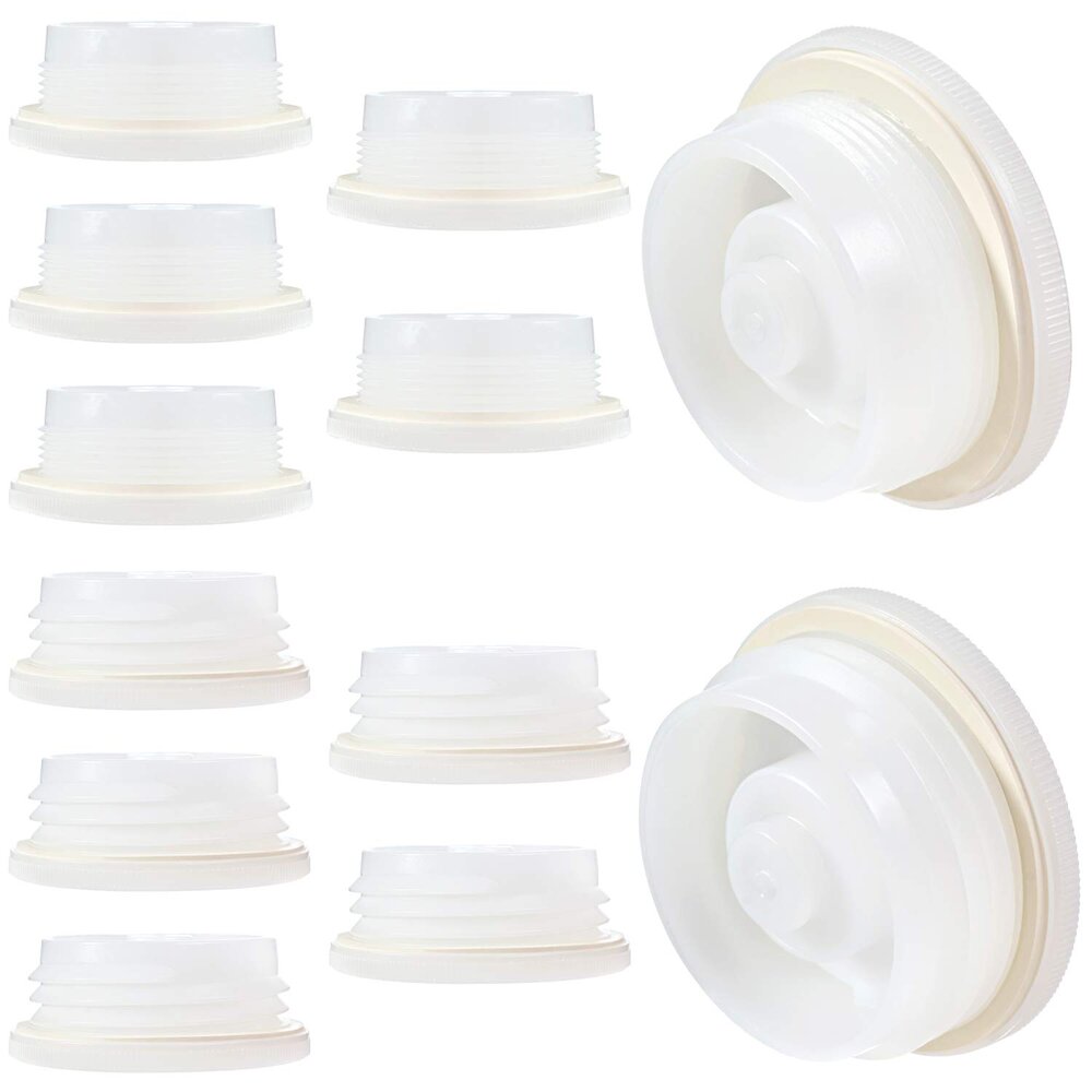 12 Pack Combo of 2" Bung Caps with 3/4" Knock Out Includes 6 Fine NPT Thread Caps and 6 Coarse Buttress Thread Caps with Gasket for Most 15, 30 and 55-Gallon Poly Drums
