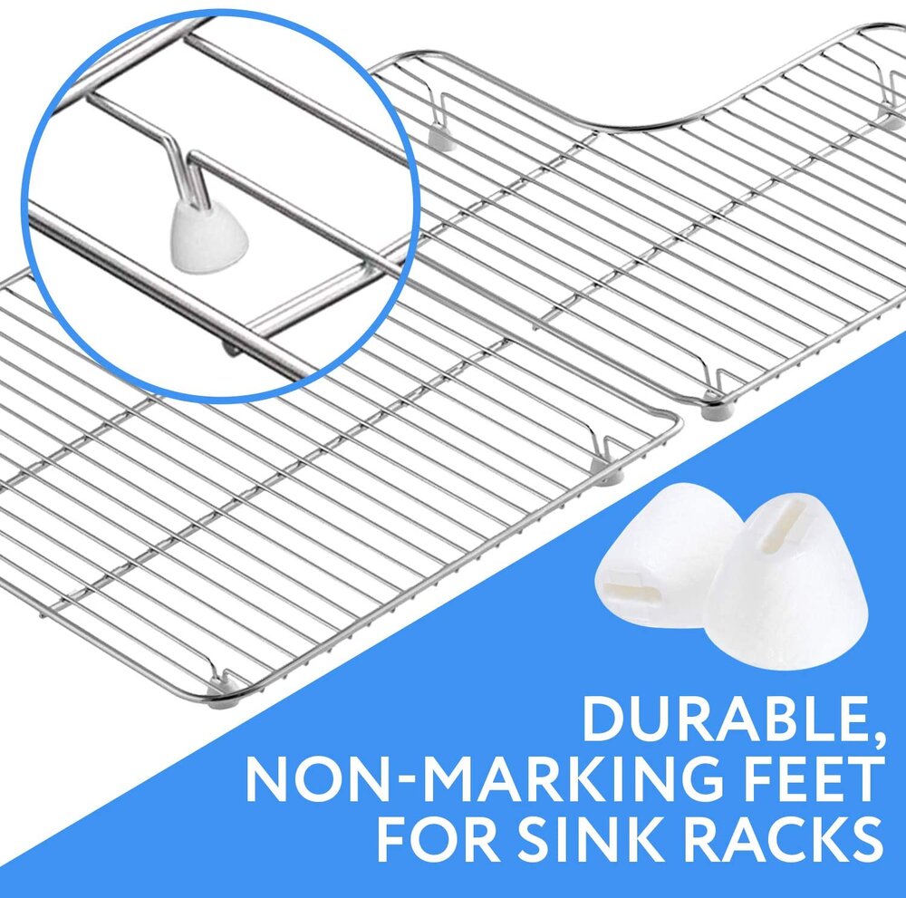 Kitchen Sink Rack Feet 16 Pack in White, Replacement for Kohler Rack Feet for Part 84544-0 Compatible with Kohler Kitchen Sink Racks, Premium Quality Durable Feet for Long Lasting Stability