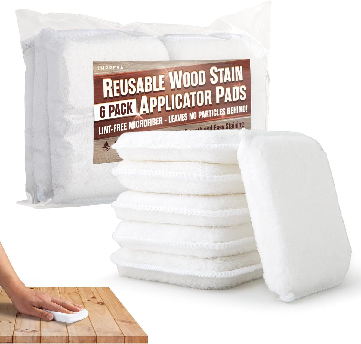 [6 Pack] Wood Stain Applicator Pads Impresa Products
