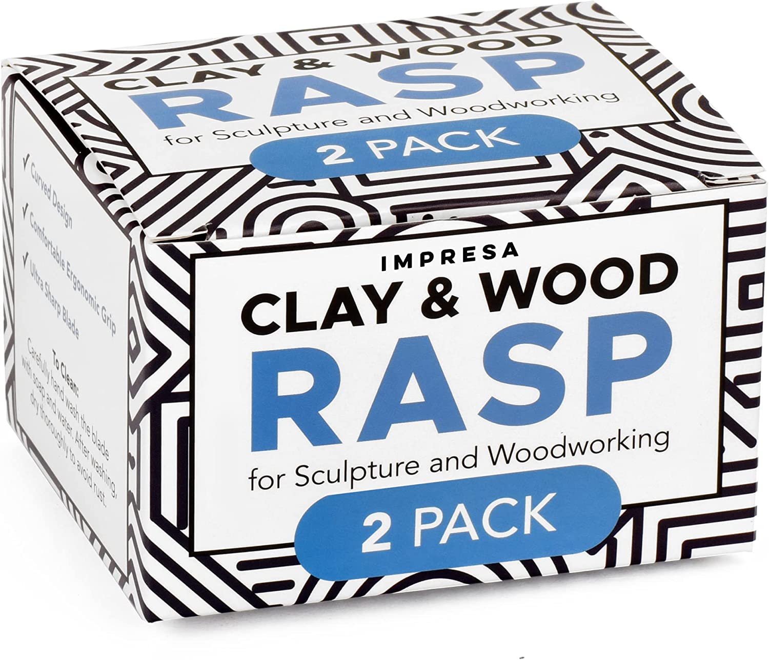 Impresa [2 pack] clay & wood rasp surform tool for sculpture & woodworking  - easy to clean
