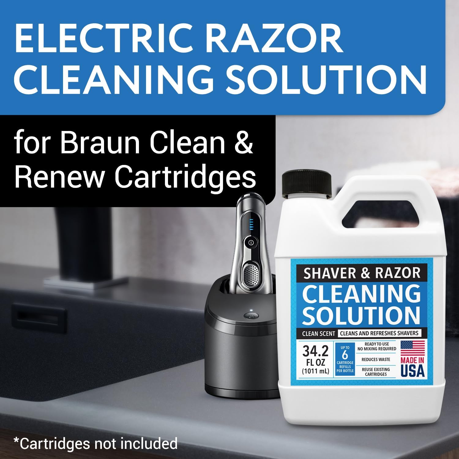 IMPRESA Electric Shaver Cleaning Solution for Braun Clean & Renew Refill  Cartridges - 6 Uses