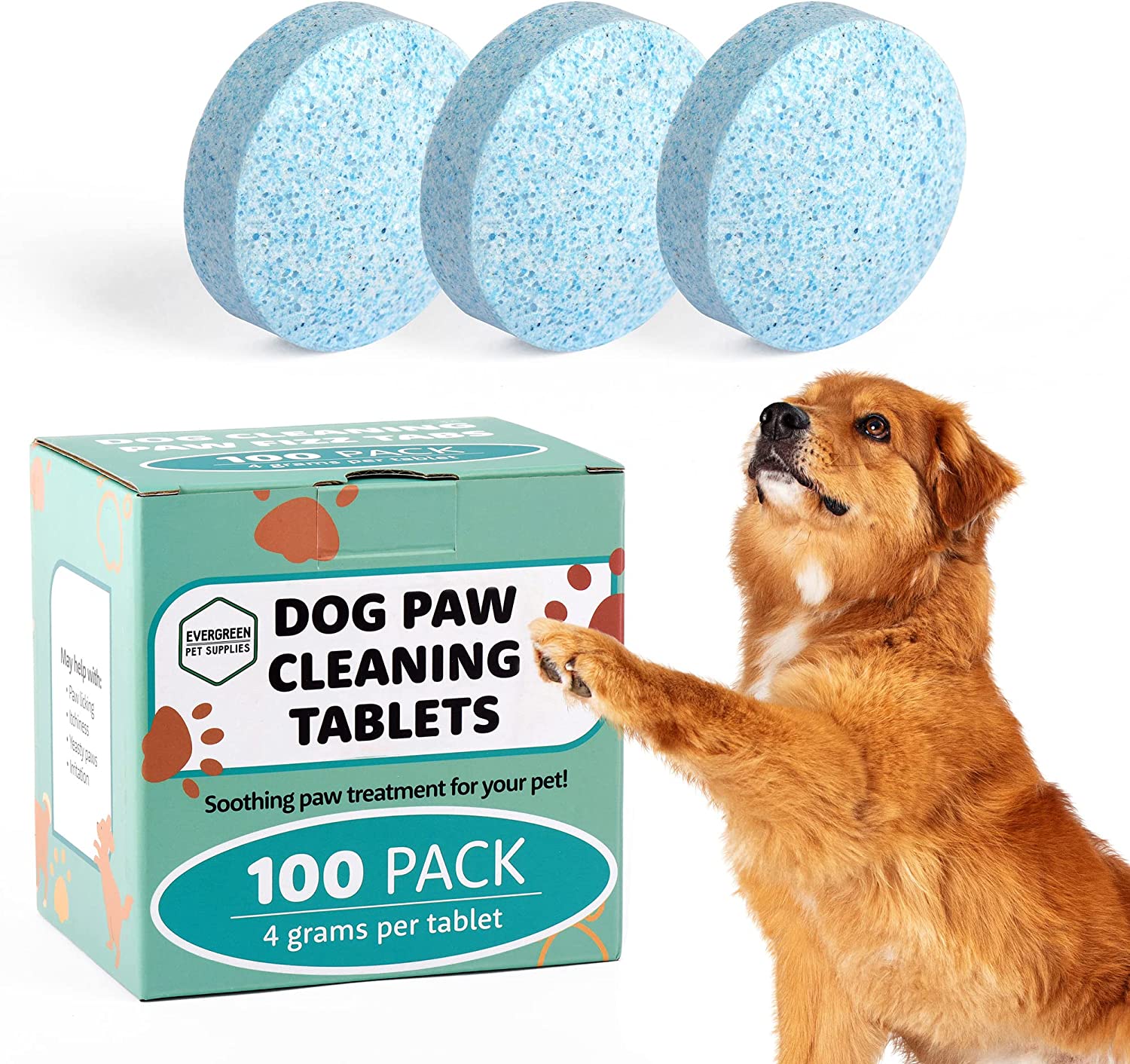 100 Pack XL Dog Paw Cleaning 4gr Fizz Tablets Impresa Products