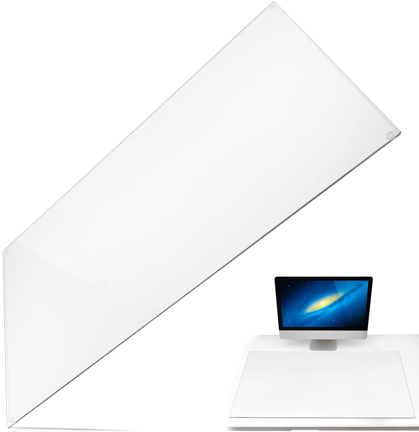 20 x 36 Tempered Glass Desk Mat to Protect Your Desk - Clear Desk Mat for  Desktop 