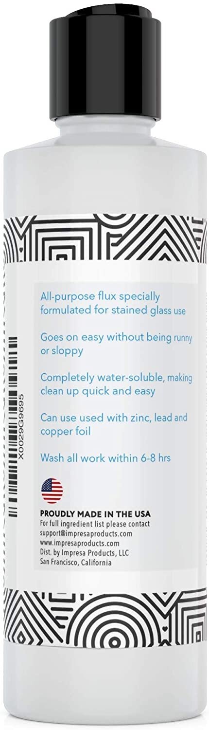 8 Oz Liquid Zinc Flux for Stained Glass, Soldering Work, Glass Repair –  Impresa Products