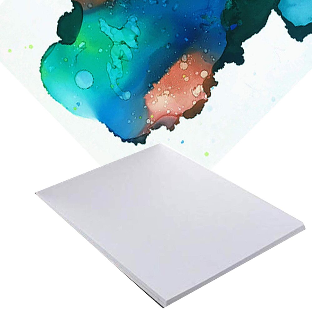 20 Pack 8” x 12’’ Alcohol Ink and Watercolor Paper - Reusable Non-Absorbent Synthetic Paper Polypropylene for Use with Alcohol Inks, Watercolor, Acrylic Painting - Silky Smooth Compare to Yupo