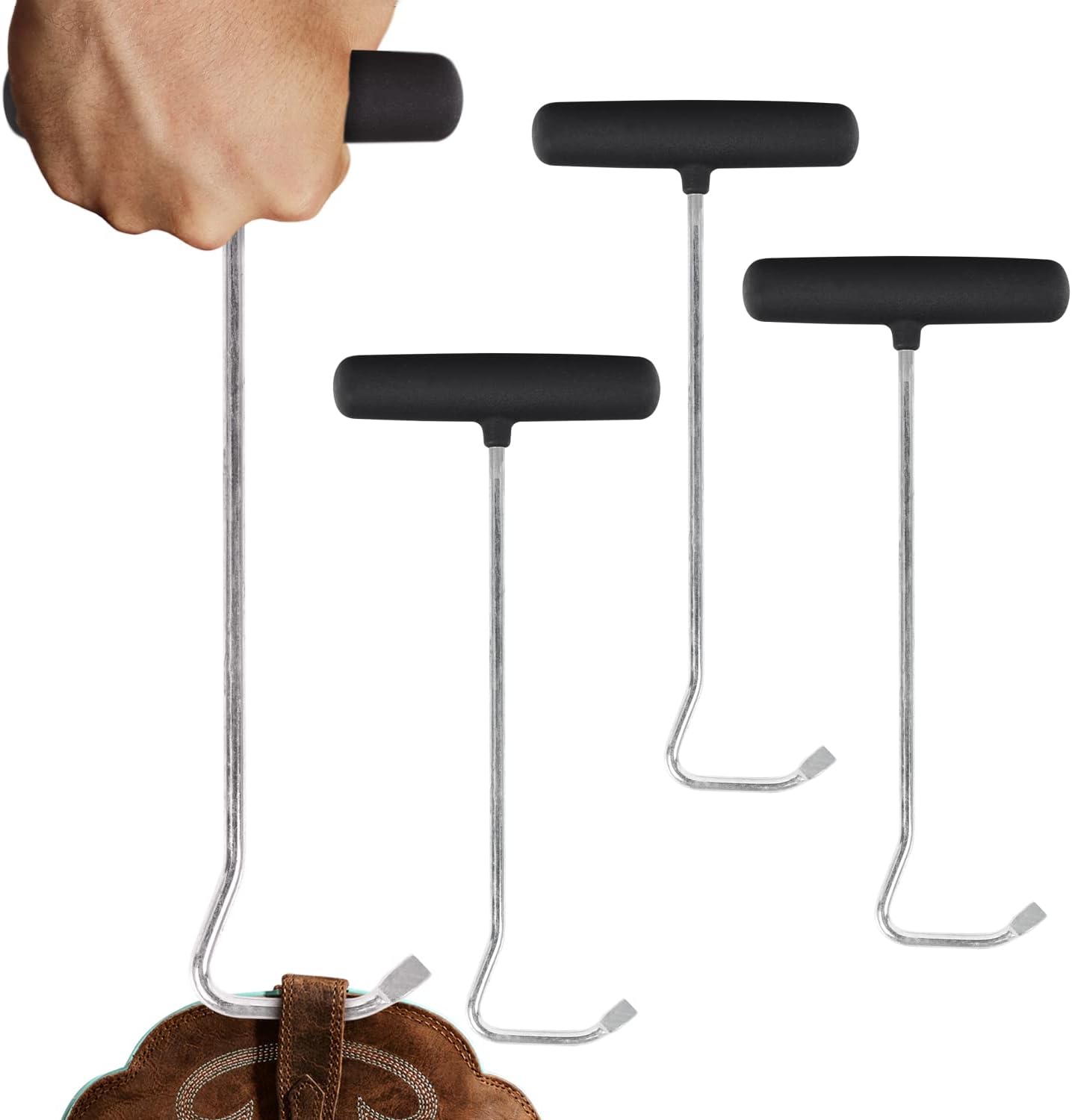 4 Pack] Boot Hooks Boot Pullers for Putting on Cowboy Boots