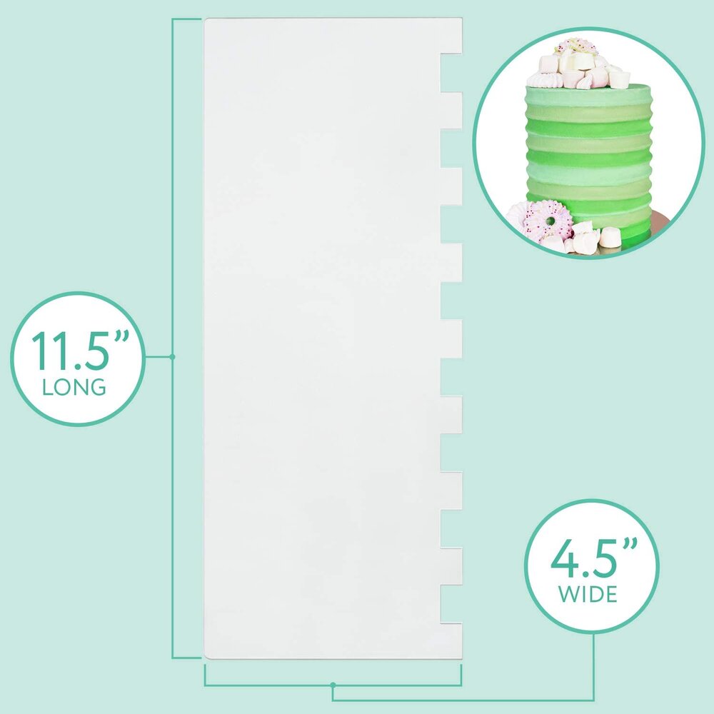 11.5 inch Tall Clear Acrylic Icing Frosting Stripes Comb Large Cake Smoother Scraper with Patterned Edge for Cake Decorating BPA-Free