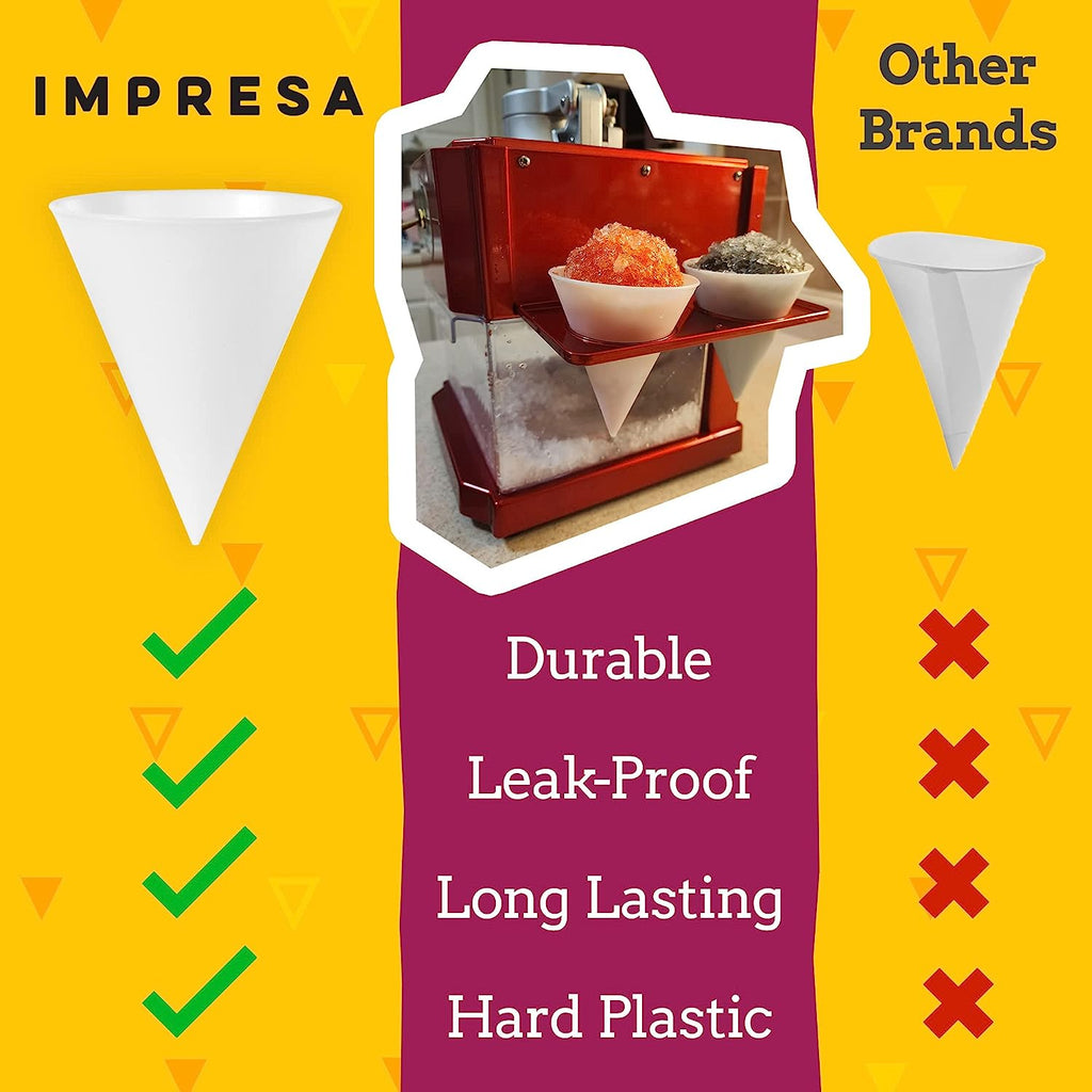 4 Pack Plastic Reusable Snow Cone Cups For Your Snow Cone Maker Impresa Products 3597