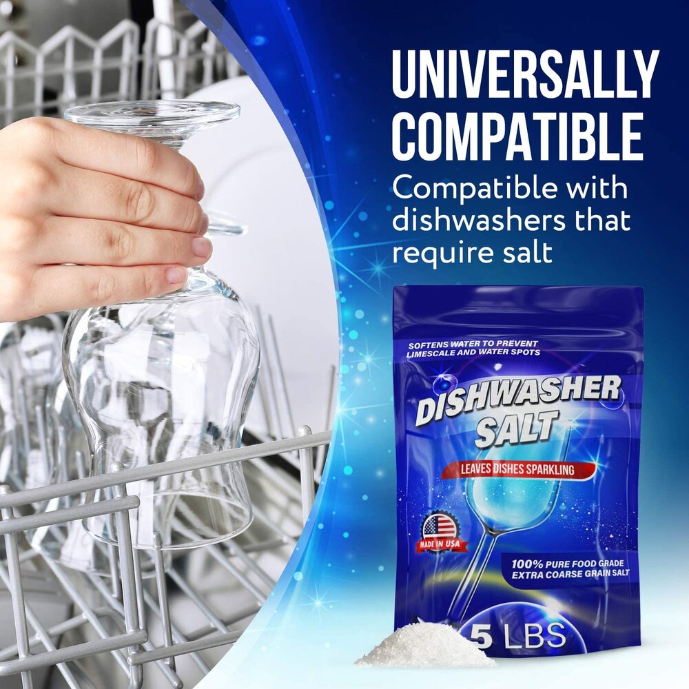 5 LB Dishwasher Salt Water Softener, Made in USA Recommended for Bosche, Miele, Thermador, Whirlpool and More