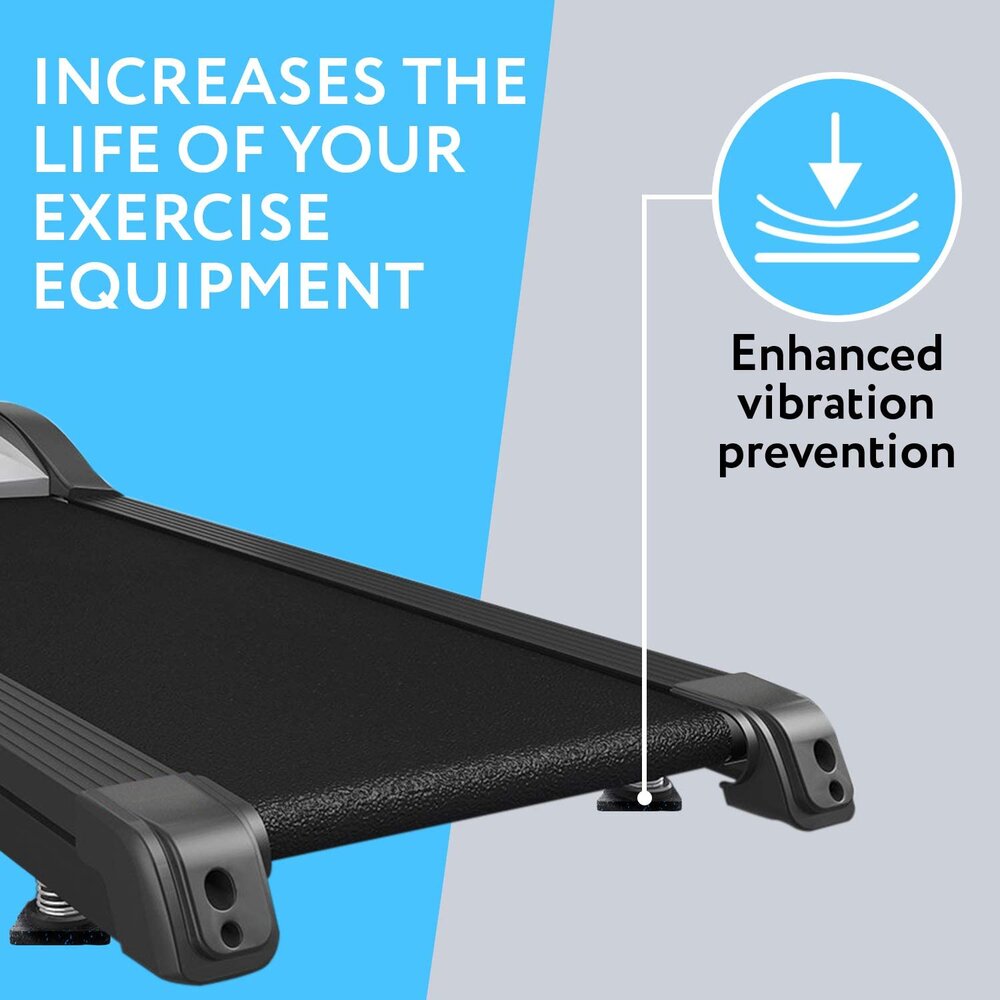 Exercise Equipment Mat 4" x 4" x 0.5" Pads Pack of 6 - Treadmill Mat for Carpet Protection - Protective Anti-slip Treadmill Pad for Hardwood Floors & Carpets