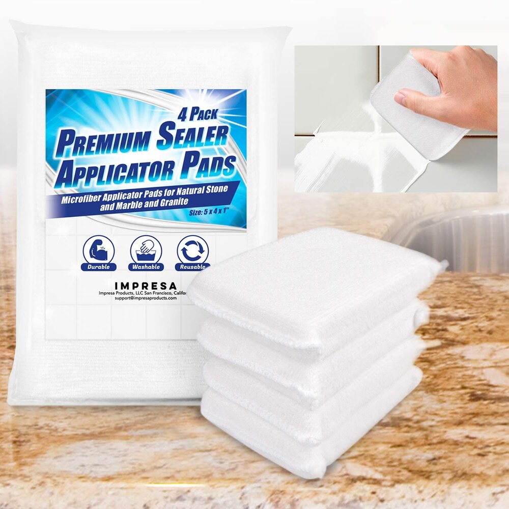 4 Pack Sealer Applicator Pad to Seal Tile, Marble, Granite, Natural Stone, Slate, Travertine and Grout Surfaces with Advanced Microfiber