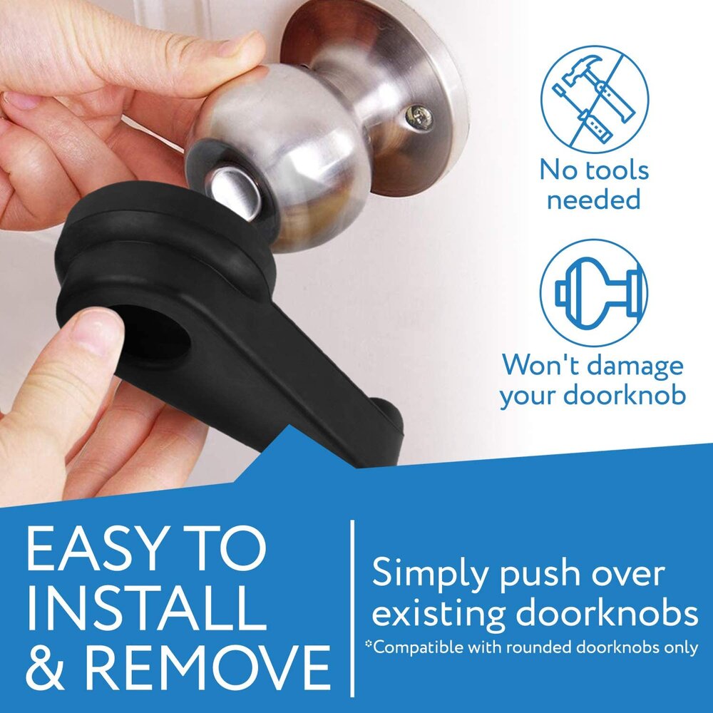 Two Pack Door Handle Extension, Soft Rubberized Doorknob Extension, Converts Knob Style Doors to Handles for Easy Accessibility for Elderly, Disabled, Children, Fits Door Knobs 2" to 2.5"