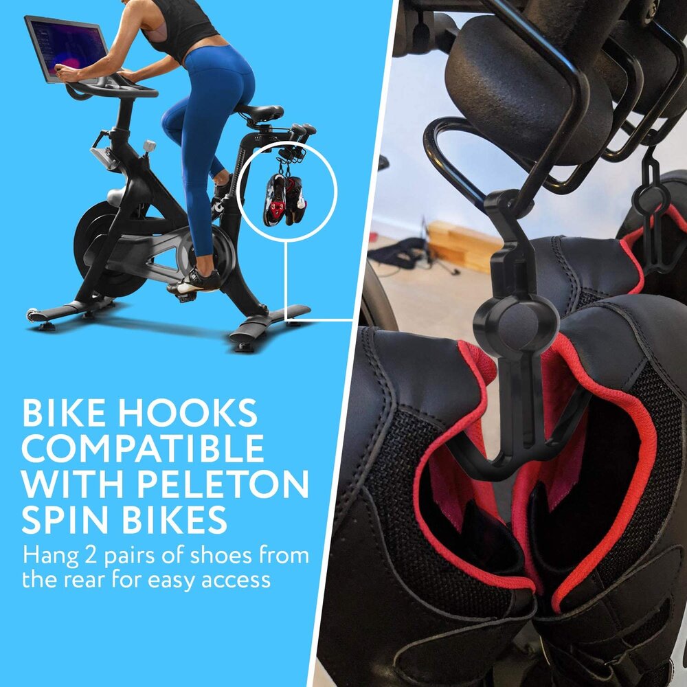 Bike Shoe Holder Compatible with Peloton Pack of Two Hooks, Spin Bike Hooks for Shoes, Peloton Accessories, Neatly & Conveniently Stores Peloton Bike Shoes, Hooks for Spinning Shoes