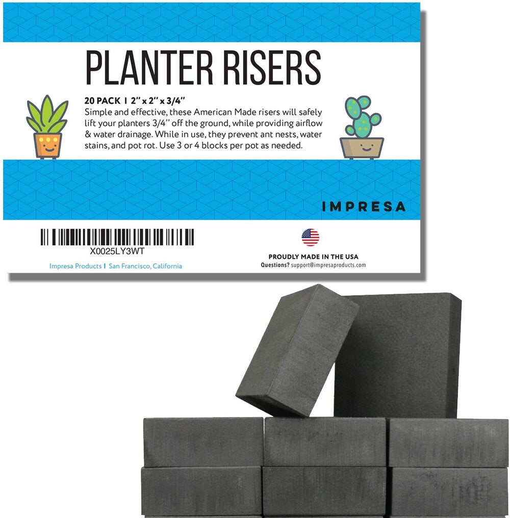 20 Pack Pot Feet for Outdoor Planters - Invisible Plant Risers for Medium and Large Sized Heavy Pots - 3/4" Elevators - Work Great On Patio and Deck Use - Made in USA
