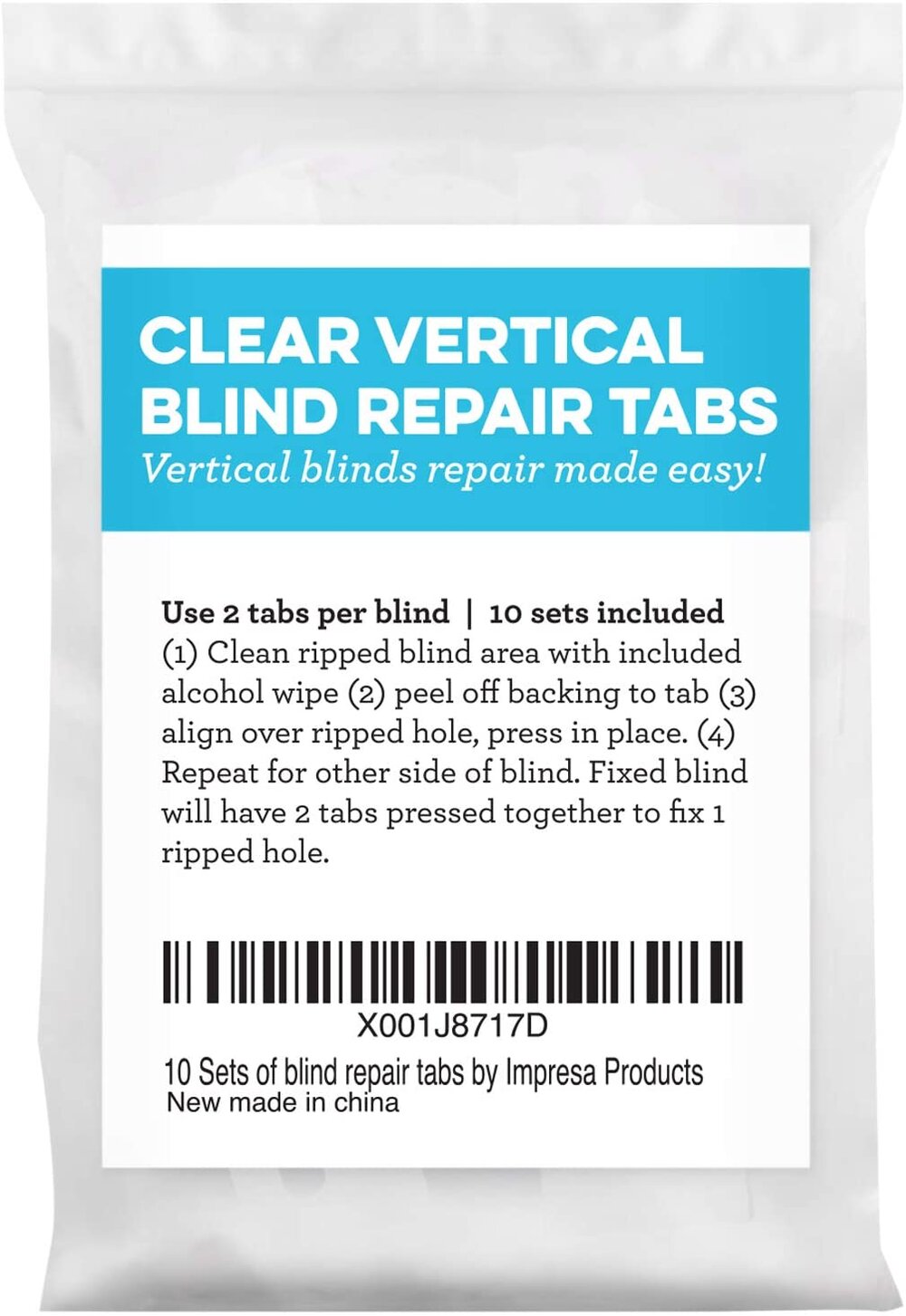 Vertical Blind Repair Tabs, 10 Tabs