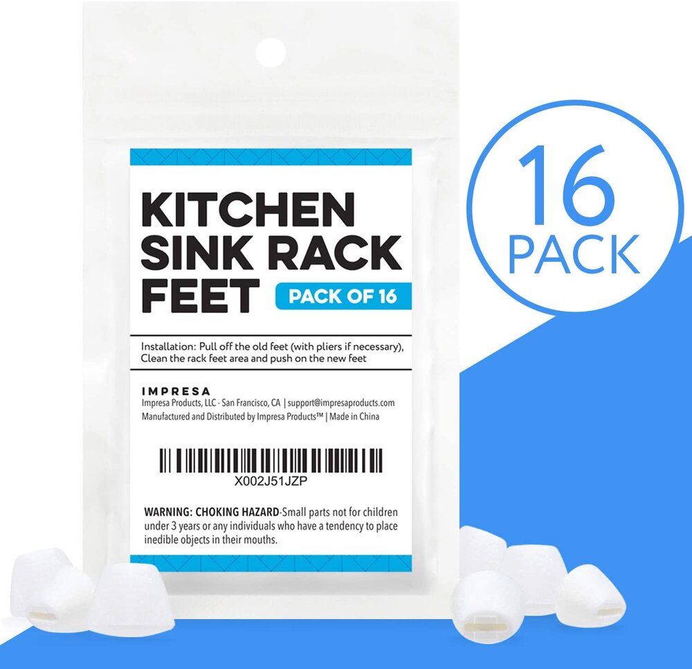 Kitchen Sink Rack Feet 16 Pack in White, Replacement for Kohler Rack Feet for Part 84544-0 Compatible with Kohler Kitchen Sink Racks, Premium Quality Durable Feet for Long Lasting Stability