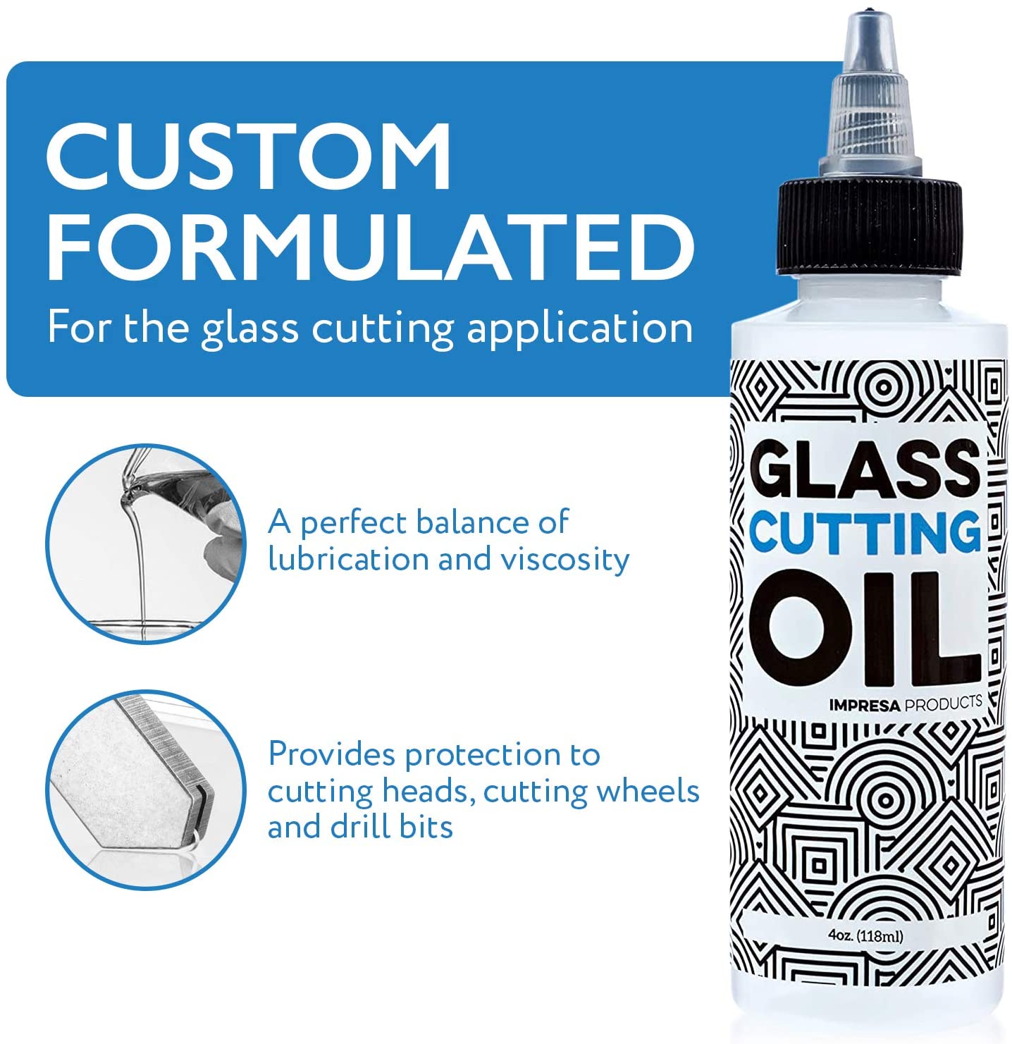 Premium Glass Cutting Oil With Precision Application Top - 4 Ounces - For  Glass Cutters – Impresa Products