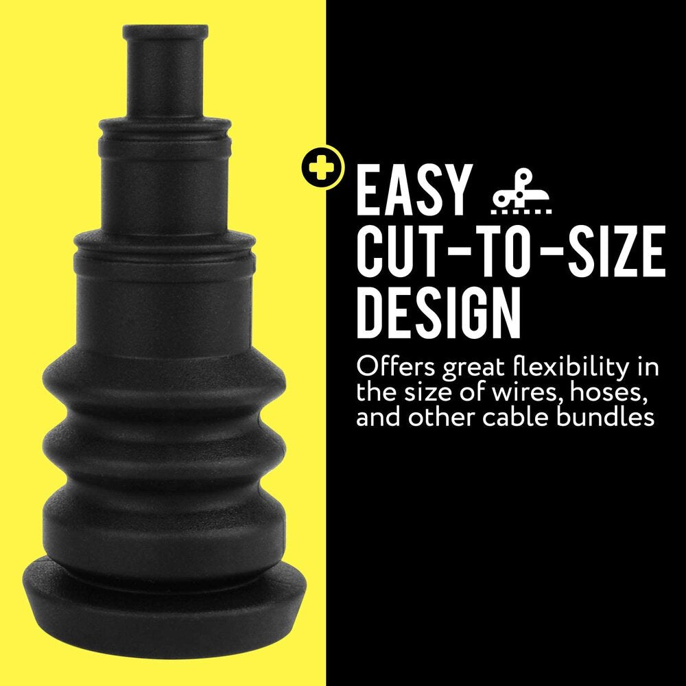 Universal Firewall Boot Pack of 2, For Wire Bundles 3/8" to 1", Quick & Easy Grommet for Running Cable Through Firewalls & Bulkheads Safely, Compatible with Any Vehicle