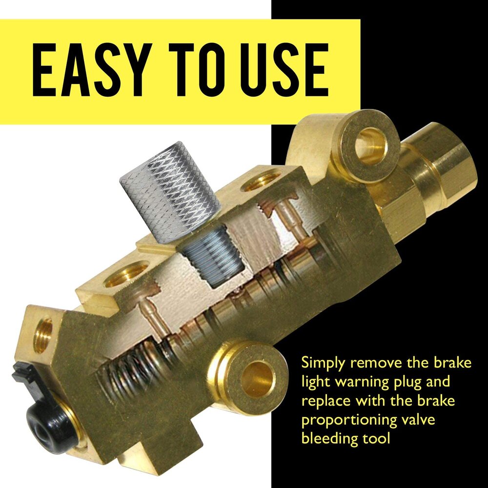Combination Valve Bleeder Tool made of Steel, Prevents Unwanted Tripping of the Brake Light Warning Switch While Bleeding Brakes, Steel Brake Bleeder Tool Compatible with PV2 & PV4 Valves