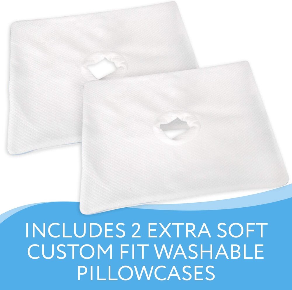 Memory Foam Pillow with an Ear Hole, Includes 2 Pillowcases, Helps Reduce Ear Pain from CNH, Pressure Sores and Post Ear Surgery, Increased Comfort for Those with Ear Pain or Ear Plugs