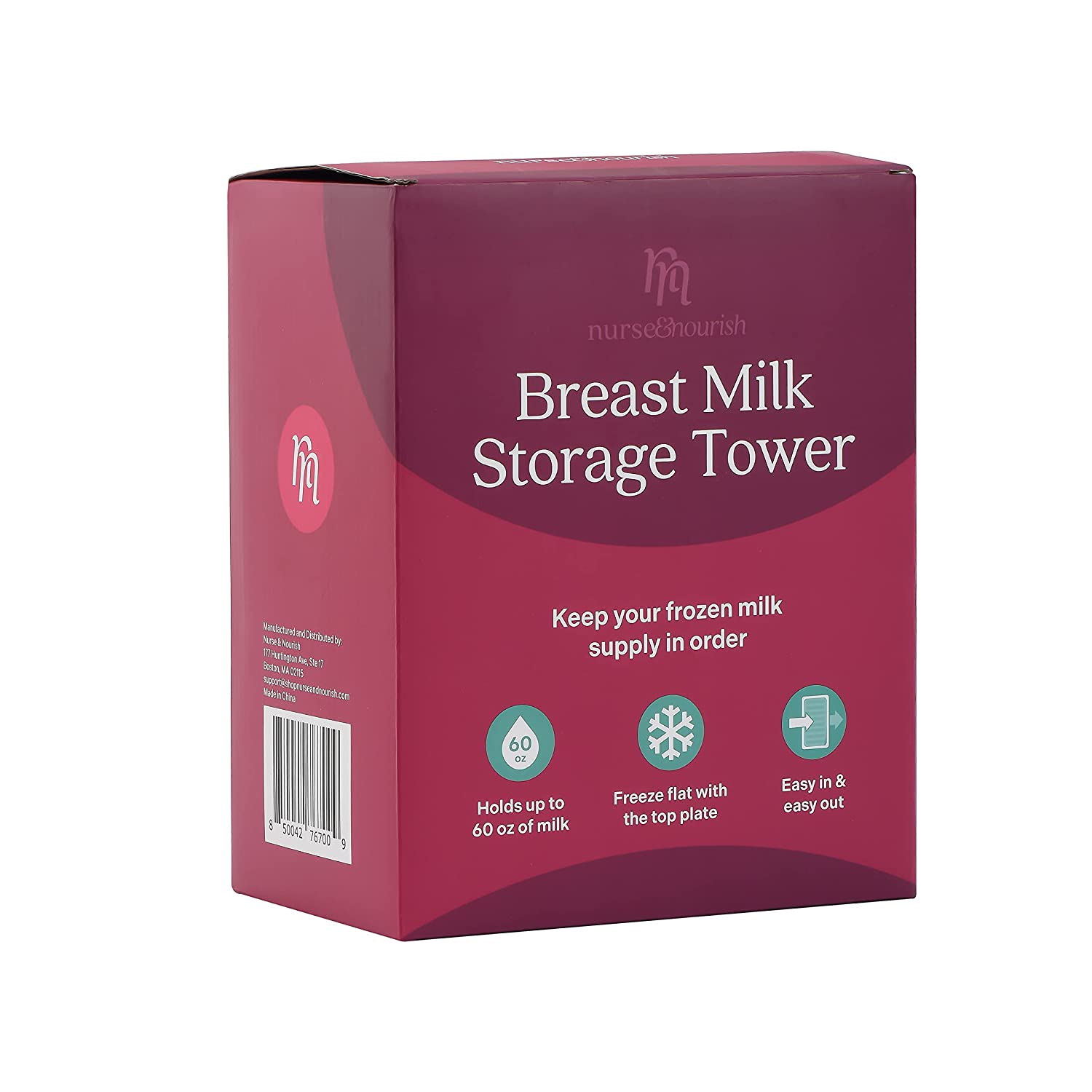 Breast Milk Storage Tower with Tray - Nurse & Nourish - Holds Up to 60 oz -  Easily Organize and Freeze Milk - Breastfeeding Essentials - Breastmilk