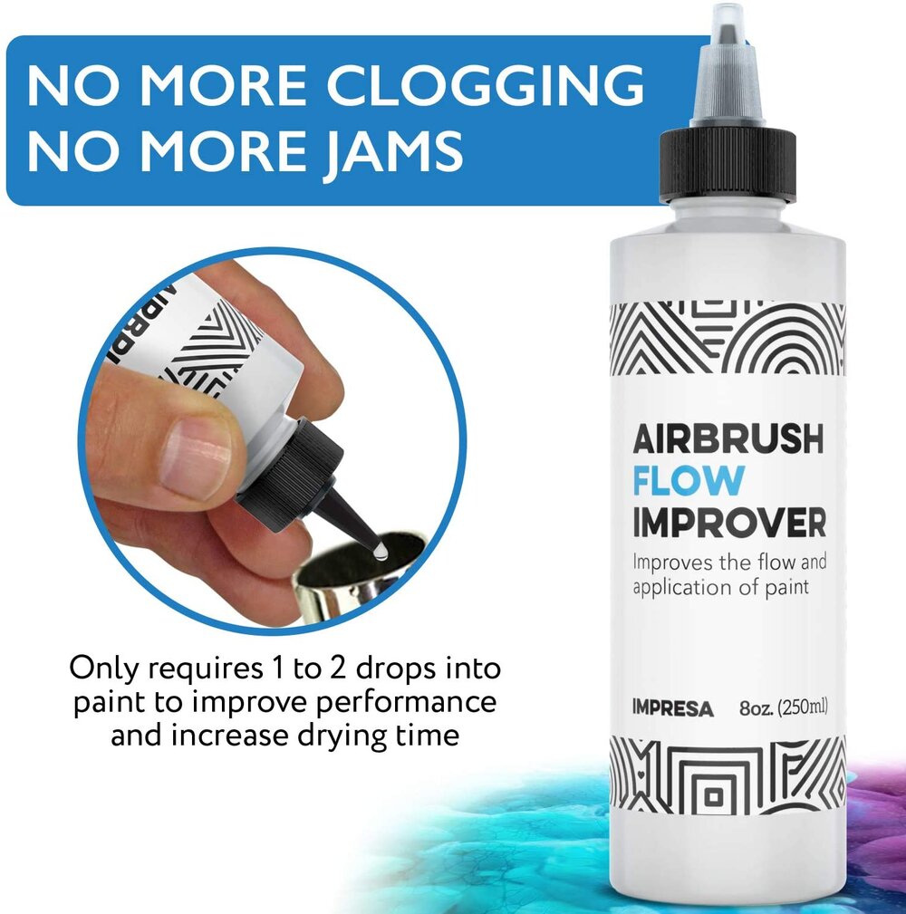 Airbrush Flow Improver Paint Set 8oz (250 ml) Reduce Clogs & Dry Needle Tips