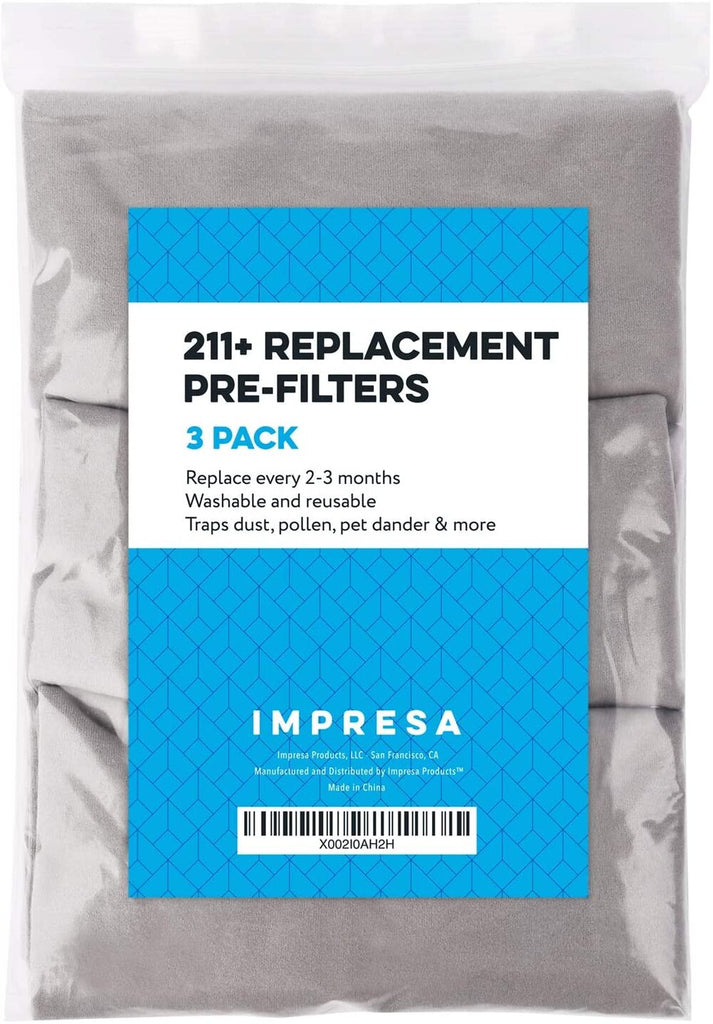 3 Pack Replacement Washable Pre-Filters for Blueair Blue Pure 211+ Lunar Rock Color