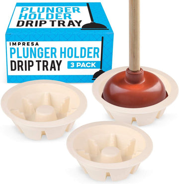 Universal Toilet Plunger Holder Drip Tray Caddy Pack of 3, Hygienically Holds All Sink & Toilet Plungers, Allows Water to Evaporate Easily, Low Profile Design, Perfect for Kitchens and Bathrooms