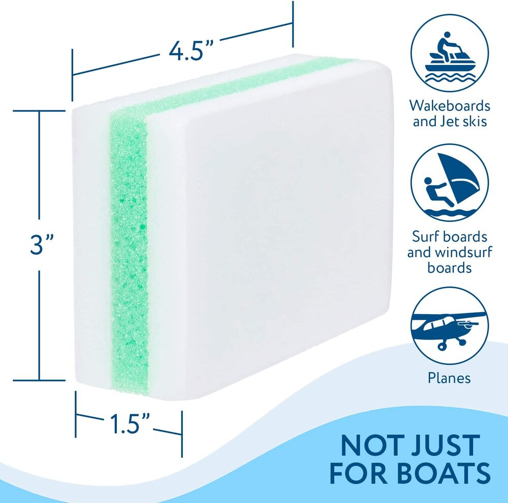 Boat Scuff Eraser 4 Pack - XL Eraser Boat Cleaner - Made In USA- Effectively Cleans Marks & Dirt from Fiberglass, Aluminium, Gelcoat, Plastic & Metal
