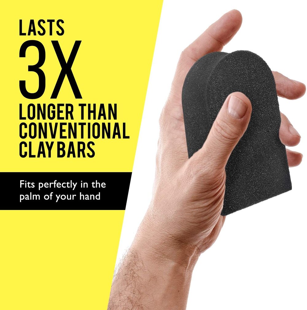 2 Pack - Fine Grade Synthetic Clay Bar Sponge for Car Detailing - Size Large - Lasts 3x Longer Than Traditional Clay Blocks