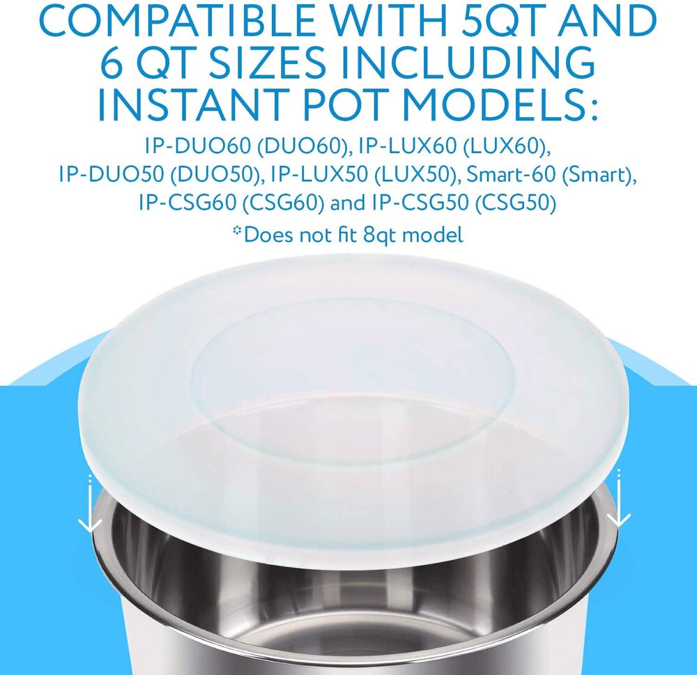 Impresa Compatible 6 Qt Silicone Lid for Instant Pot - 5 and 6 Quart Inner Pot Cover for Instapot - Insta Pot Cooker Accessories for IP DUO60 and Many More Models