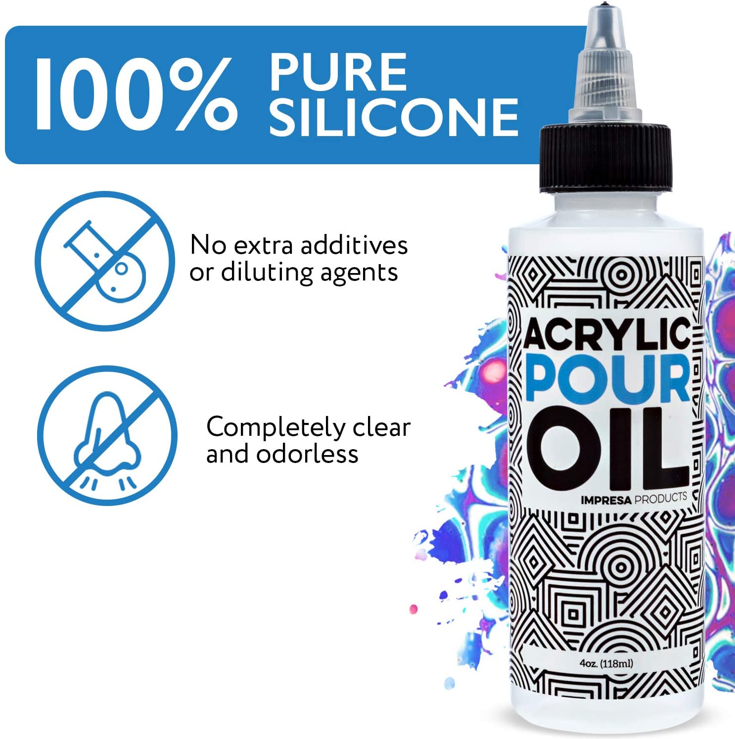 Acrylic Pouring Oil - 100% Silicone - Art Applications - 4 Ounces