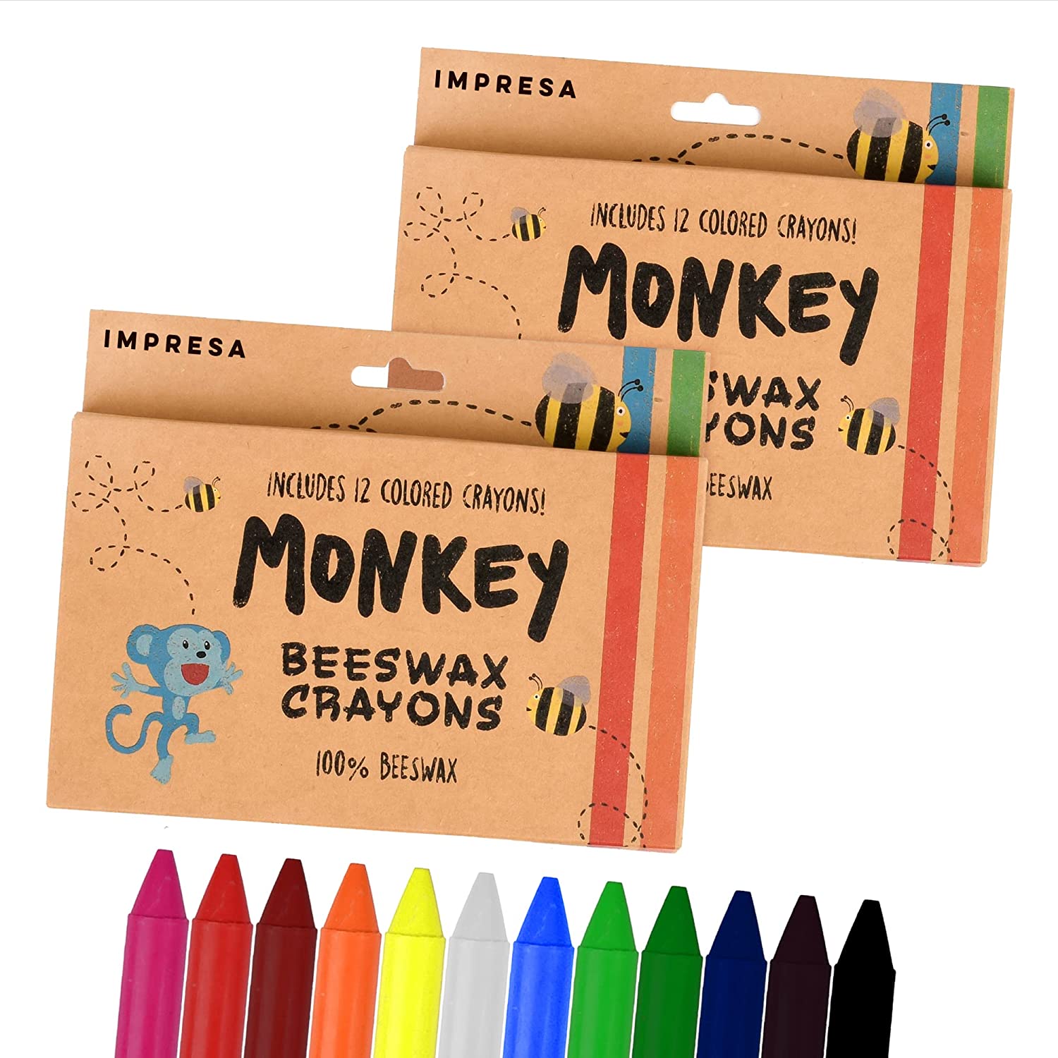 2-Pack Natural Beeswax Crayons for Toddlers and Kids - Kid