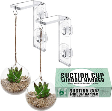 2-Pack Suction Cup Window Hanger – Hang Plants Indoors or Outdoors, Convenient Window Hanger for Bird Feeders, Ornaments and Wind Chimes - Strong Suction Cups, Made from Weather-Resistant Acrylic