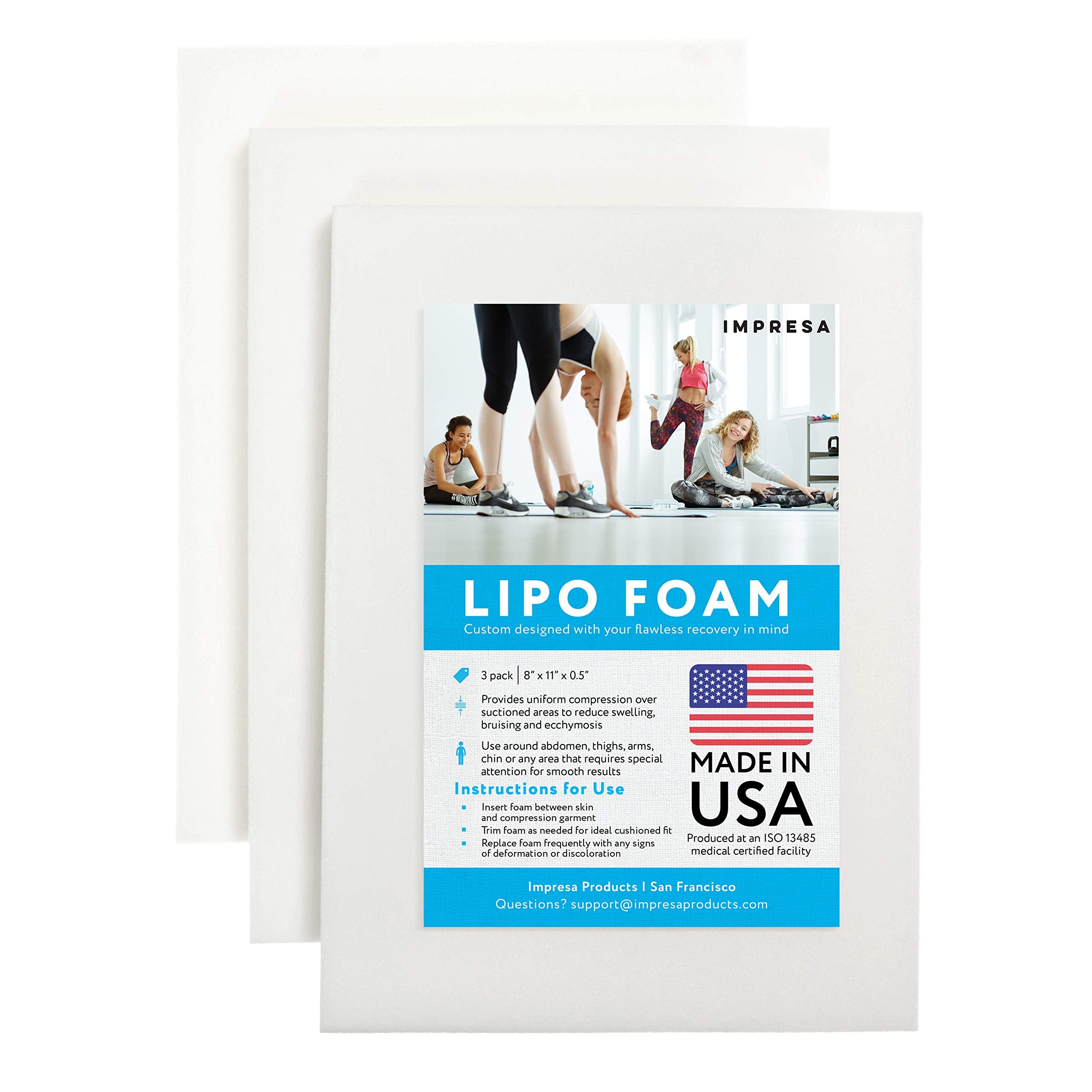3 Pack Lipo Foam - Post Surgery Ab Board for Use with Post Liposuction  Surgery Compression Garments Such As Fajas Colombianas, Phax and Lowla  Coresets - Medical Grade Foam - Made in