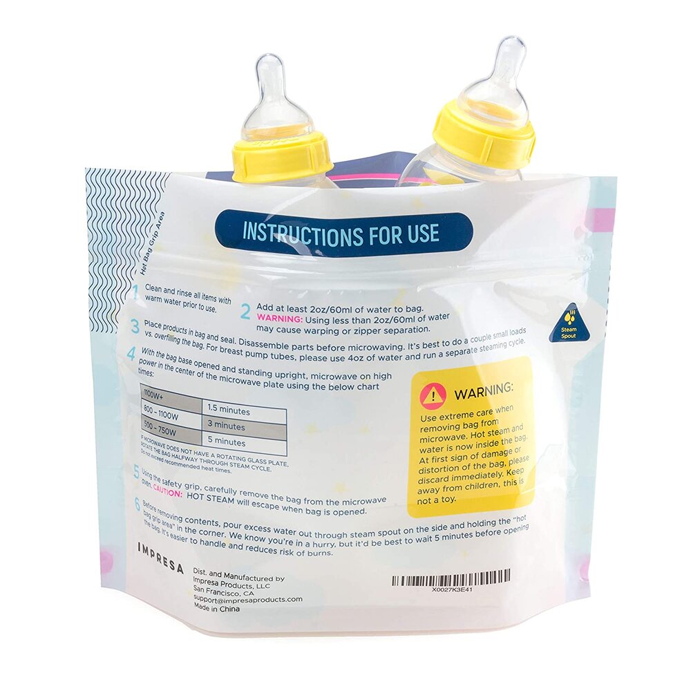 15 Pack Microwave Baby Bottle Sterilizer Bags - 400 Uses Per Pack