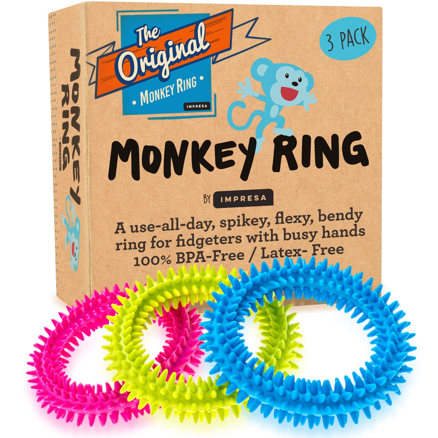 Impresa - 10 Pack Spiky Sensory Finger Rings - Acupressure Fidget Toys for  Kids and Adults with Attention Disorders, OCD, and Anxiety - 2 Colors