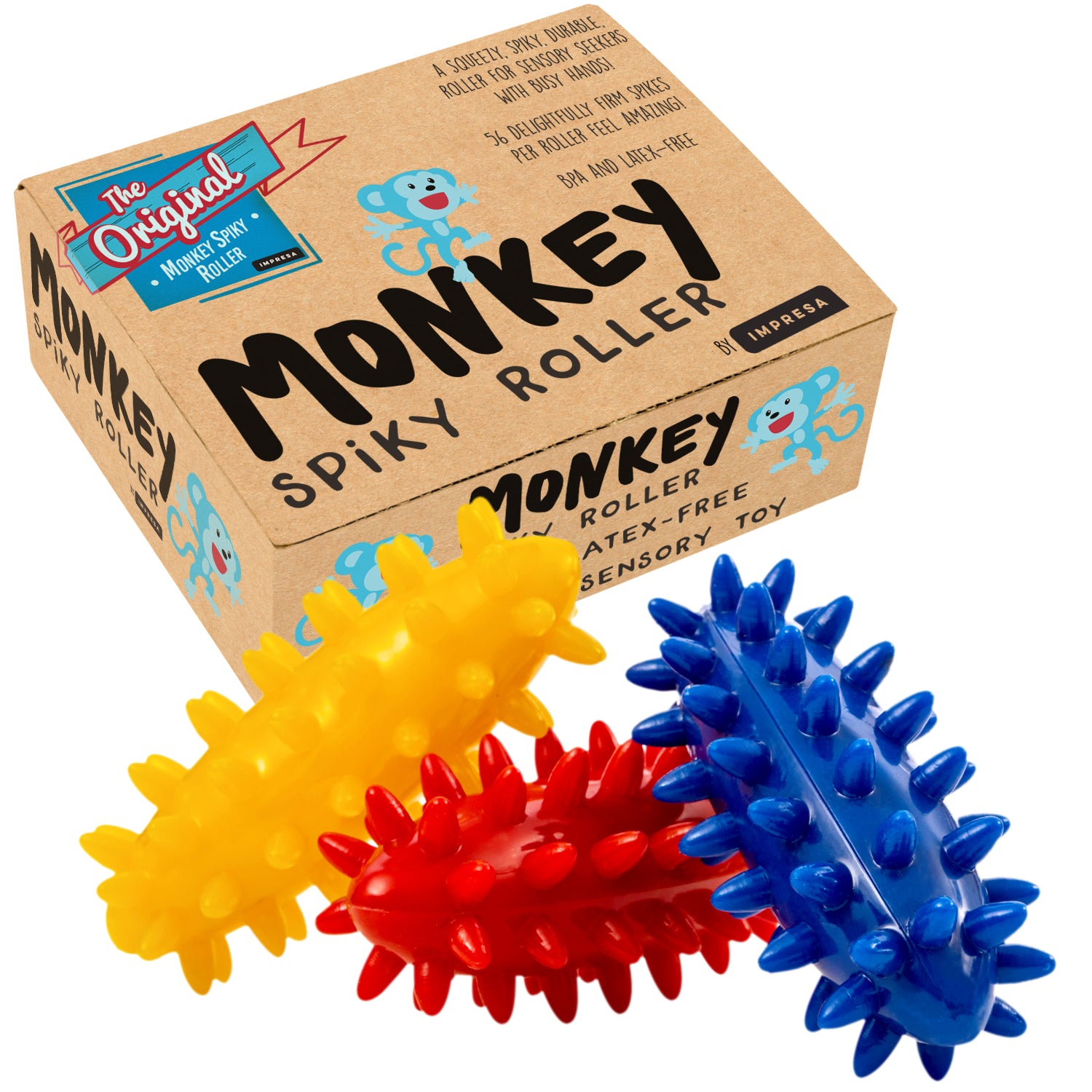 Spiky Sensory Rollers (Pack of 3) - Unbreakable Fidget Toys / Sensory Toys  – Impresa Products