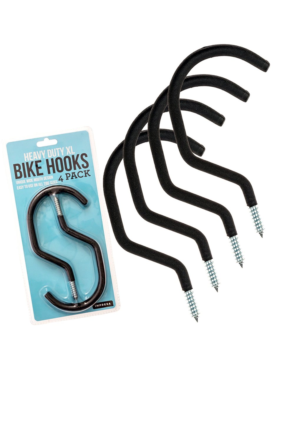 MCIGICM Heavy Duty Bike Hook: 4 Pack Small Size Perfect Hooks | Hangers for  Garage Ceiling and Wall Bicycle Storage and Hanging Screw in Bike Storage